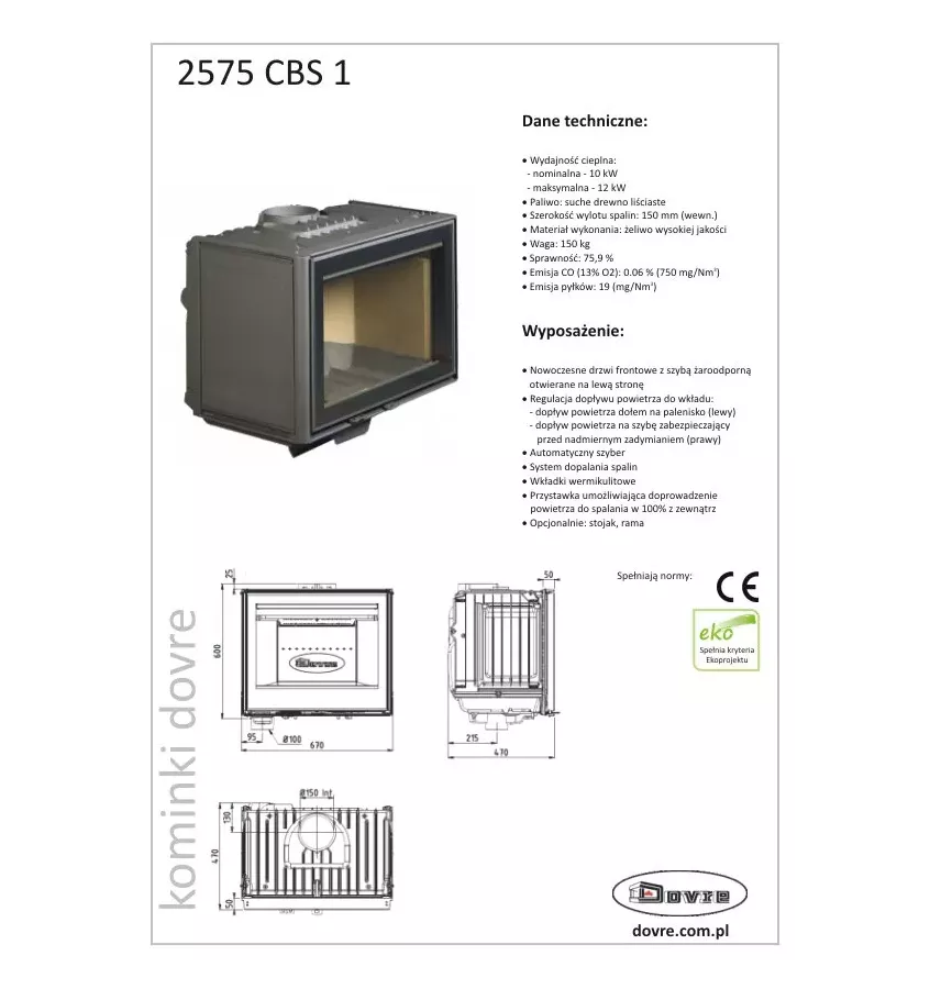 Dovre - wkład kominkowy 2575 CBS1