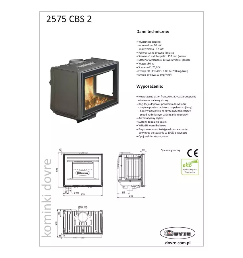 Dovre - wkład kominkowy 2575 CBS2