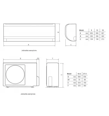 Ferroli - klimatyzator ścienny multisplit do grzania i chłodzenia Giada M R32