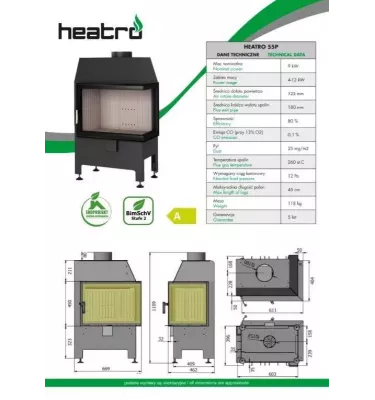 Heatro - wkład kominkowy Heatro 55 P