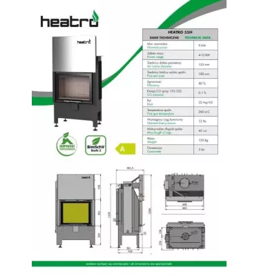 Heatro - wkład kominkowy Heatro 55 H