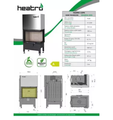 Heatro - wkład kominkowy Heatro 55 PH
