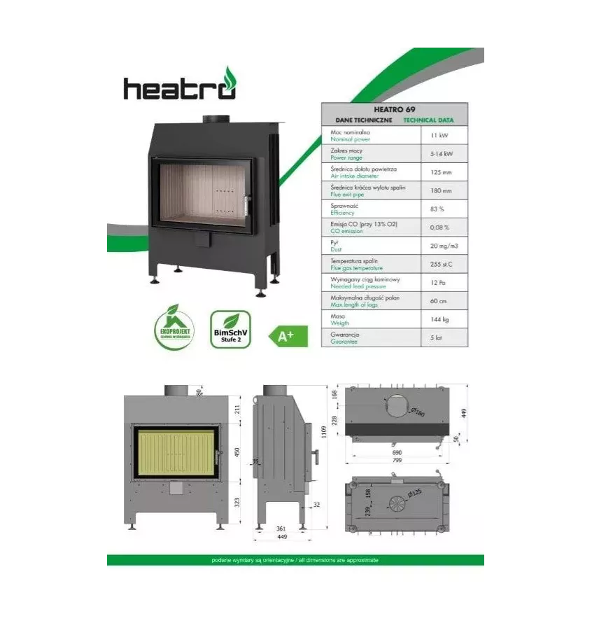Heatro - wkład kominkowy Heatro 69
