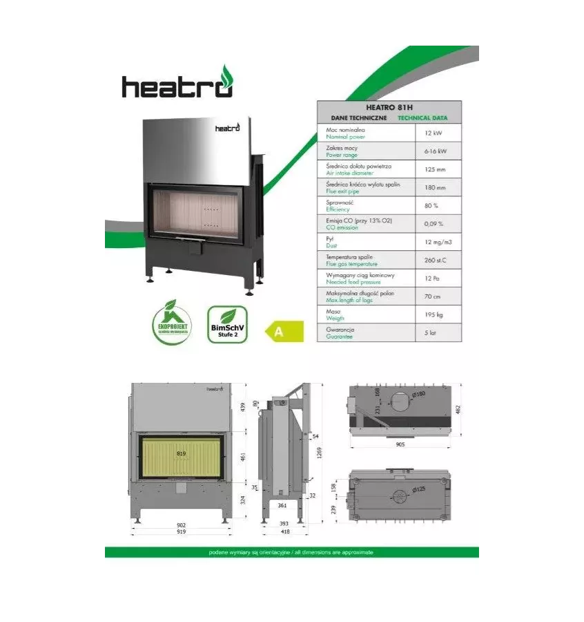 Heatro - wkład kominkowy Heatro 81 H