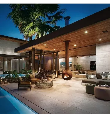 Focus - kominek na drewno BATHYSCAFOCUS Outdoor stal rdzewiona