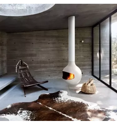 Focus - kominek na drewno BATHYSCAFOCUS centralny biały