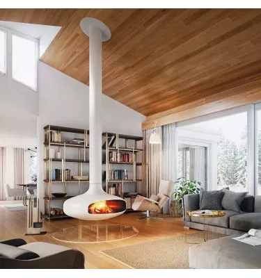 Focus - kominek na drewno DOMOFOCUS centralny biały