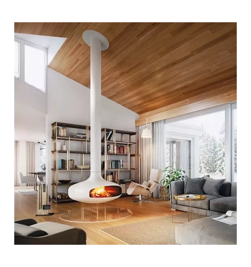 Focus - kominek na drewno DOMOFOCUS centralny biały