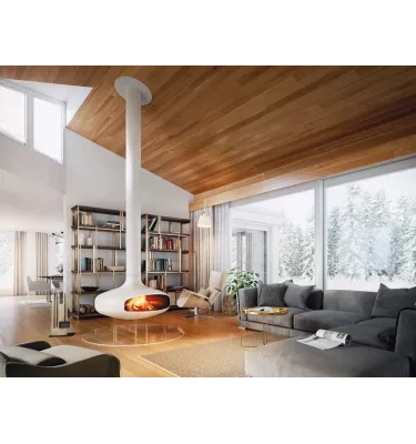 Focus - kominek na drewno DOMOFOCUS centralny biały