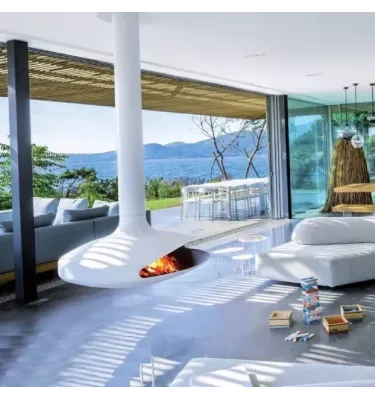 Focus - kominek na drewno GYROFOCUS centralny biały