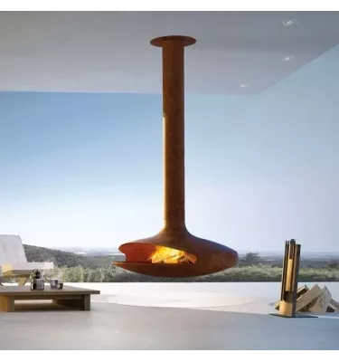 Focus - kominek na drewno GYROFOCUS Outdoor stal rdzewiona