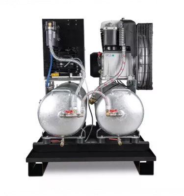 Aircraft - stacjonarna sprężarka tłokowa z 2x 100-litrowymi zbiornikami sprężonego powietrza i osuszaczem chłodniczym AIRPROFI D