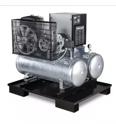 Aircraft - stacjonarna sprężarka tłokowa z 2x 100-litrowymi zbiornikami sprężonego powietrza i osuszaczem chłodniczym AIRPROFI D