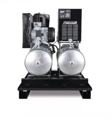 Aircraft - stacjonarna sprężarka tłokowa z 2x 100-litrowymi zbiornikami sprężonego powietrza i osuszaczem chłodniczym AIRPROFI D