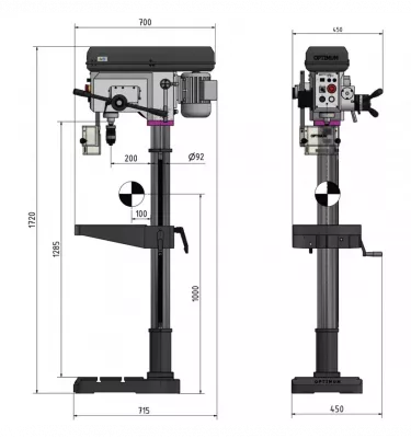 Optimum - wiertarka stojąca OPTIdrill DH 28FS (3020284)