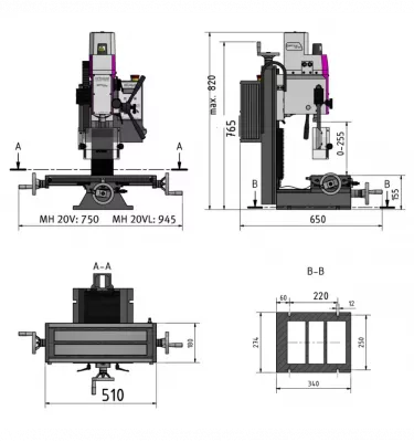 Optimum - wiertarko-frezarka OPTImill MH 20V (3338131)