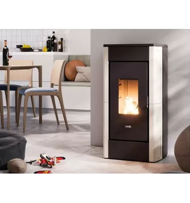 Cadel - piecyk na pellet Perla 7 biały kafel 7,0 kW