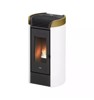 Cadel - piecyk na pellet Fenice 11 biały-złoty 10,5 kW