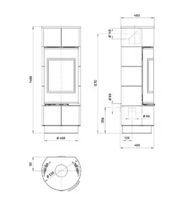 Thorma - piecyk na drewno Atika Plus kafel czarny połysk 7,5 kW