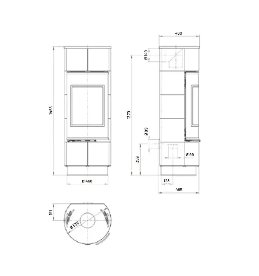 Thorma - piecyk na drewno Atika Plus kafel czarny połysk 7,5 kW