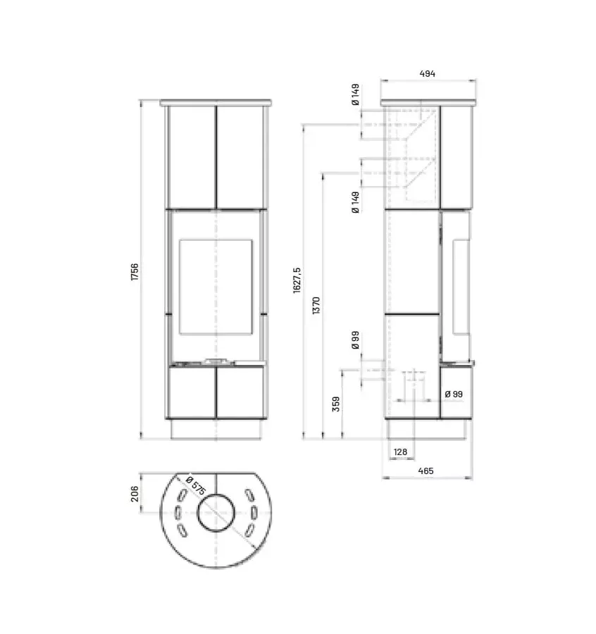 Thorma - piecyk na drewno Delia Plus kamień Serpentino 7,5 kW