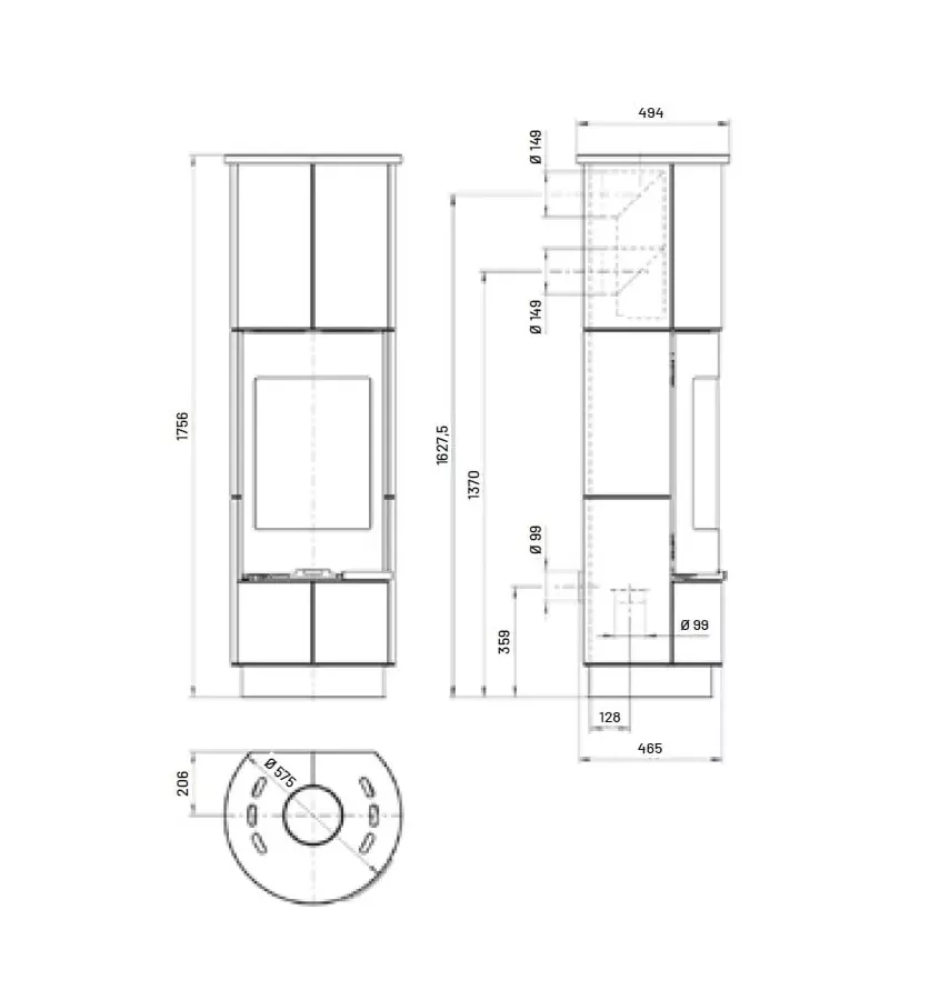 Thorma - piecyk na drewno Delia Extra kamień Serpentino 7,5 kW
