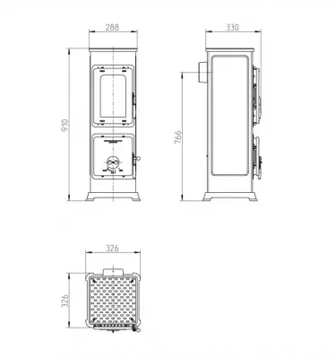 Thorma - piecyk na drewno Bozen AT czarny 5,0 kW
