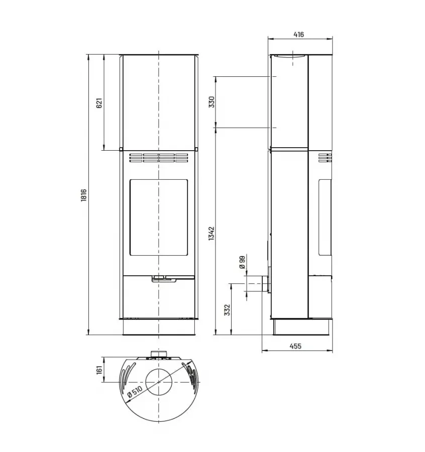 Thorma - piecyk na drewno Sevilla czarny 7,5 kW