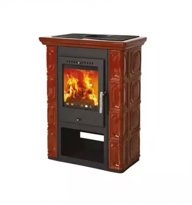 Thorma - piecyk na drewno Borgholm kafel brązowy 7,0 kW