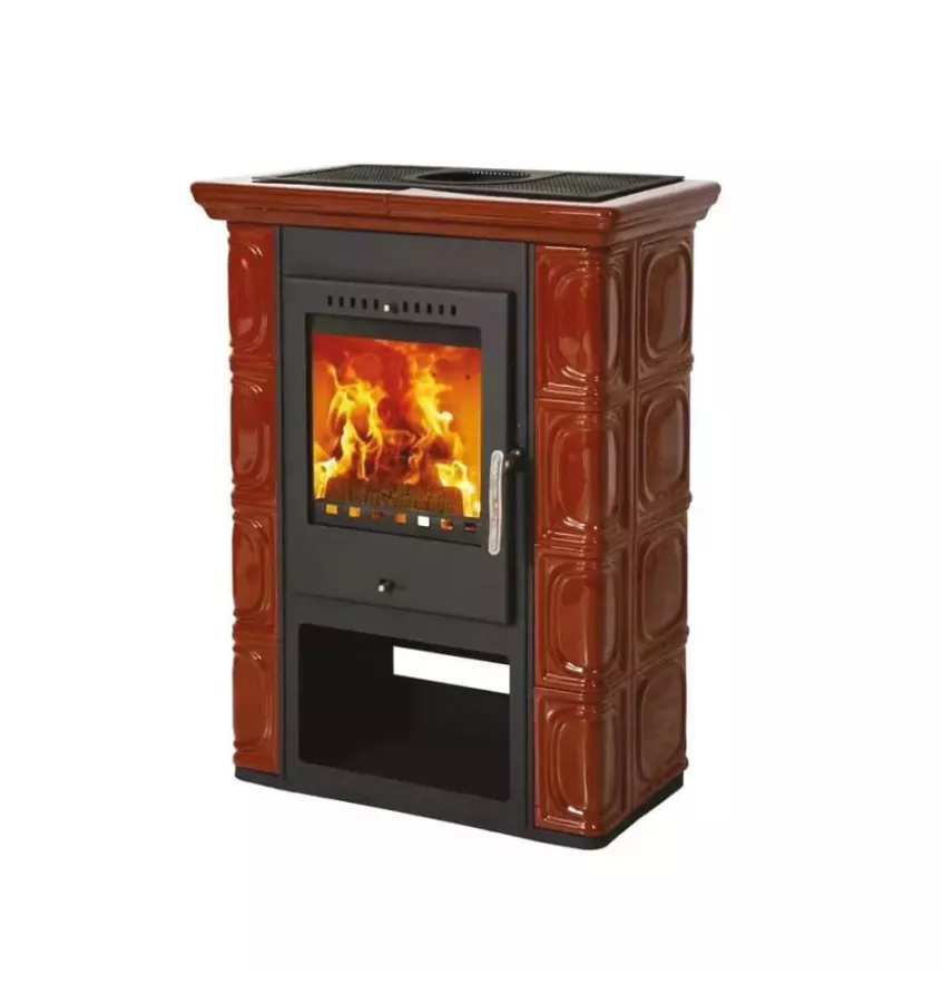 Thorma - piecyk na drewno Borgholm kafel brązowy 7,0 kW