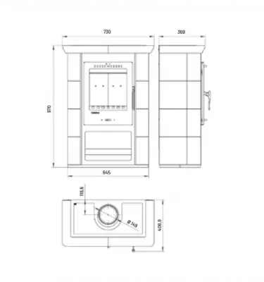 Thorma - piecyk na drewno Borgholm kafel brązowy 7,0 kW