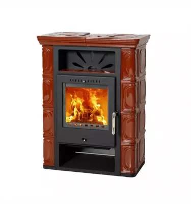 Thorma - piecyk na drewno Borgholm Top kafel brązowy 7,0 kW