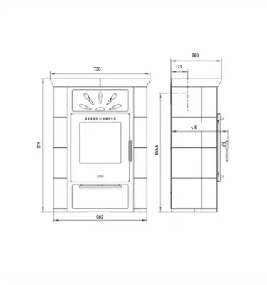Thorma - piecyk na drewno Borgholm Top kafel brązowy 7,0 kW