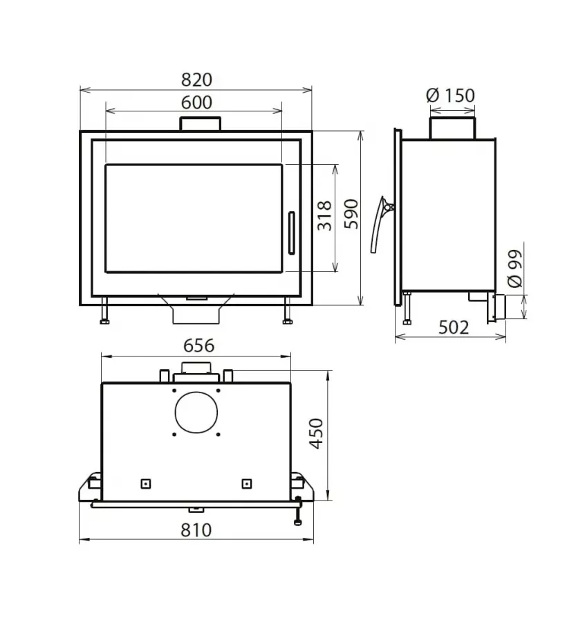 Thorma - wkład kominkowy na drewno Landscape czarny 11,0 kW