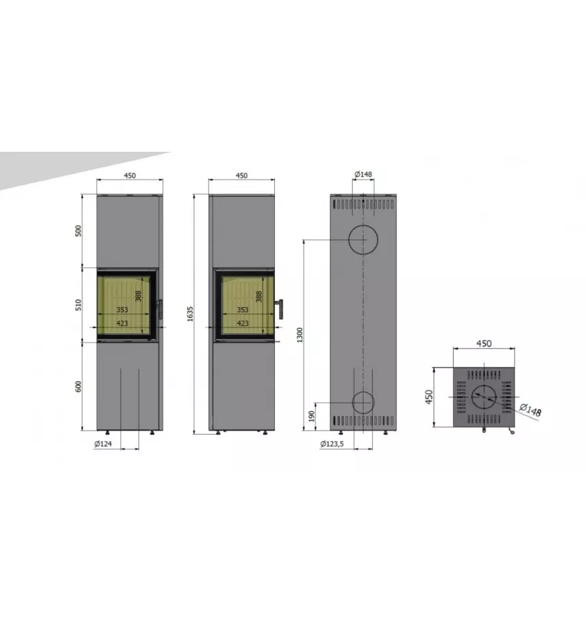 Hajduk - piec wolnostojący na drewno Pixel XXL 7,0 kW