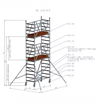 Drabex - rusztowanie przejezdne RA-1120 R-R