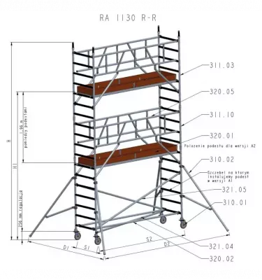 Drabex - rusztowanie przejezdne RA-1130 R-R
