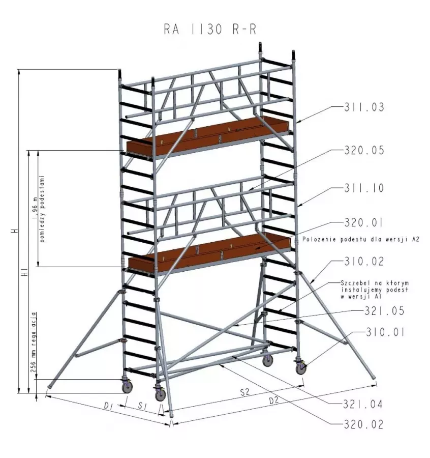 Drabex - RA-1130 RR siirrettävät telineet
