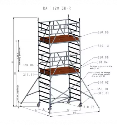 Drabex - rusztowanie przejezdne RA-1120 S R-R