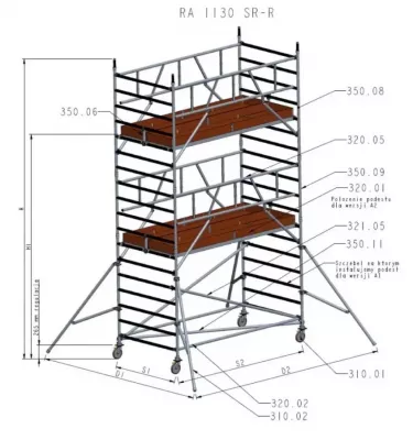 Drabex - rusztowanie przejezdne RA-1130 S R-R